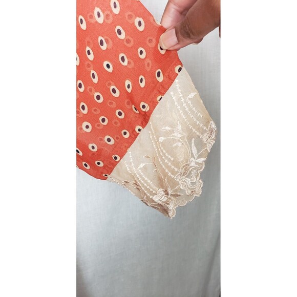 Rasheed Boutique Maxi Long Dress Multicolor Flowy Boho Peasant Lace Hem M/L - Picture 4 of 5